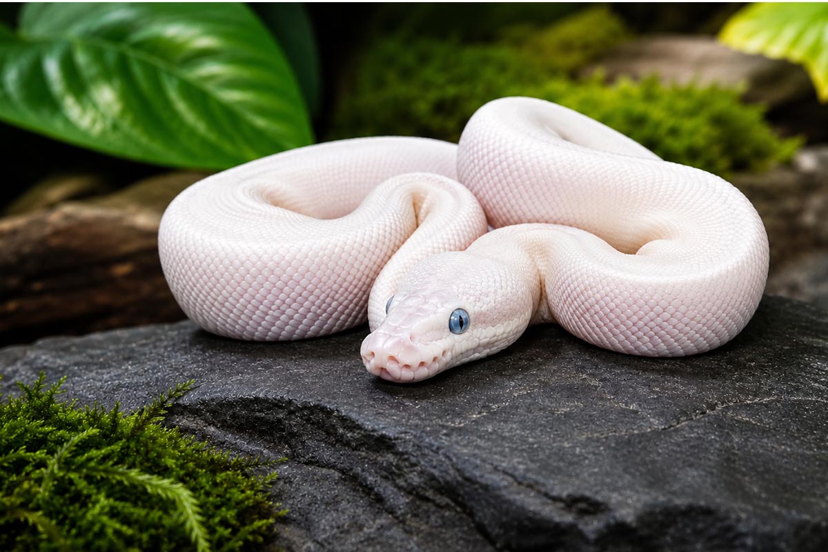 blue eyed leucistic ball python